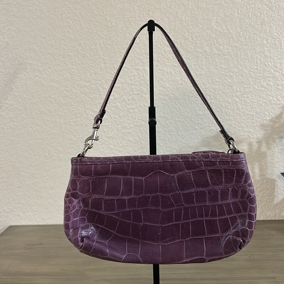 COACH Madison Croc Embossed Large Leather Wristlet, Purple - Picture 2 of 8